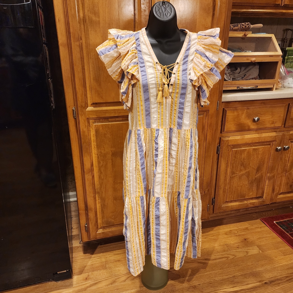 Striped Ruffle Sleeve Dress